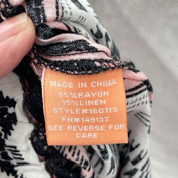 Peach Puff Multicolor Geometric Boho Long Wide Leg Flare Pants Size Medium - Picture 5 of 6